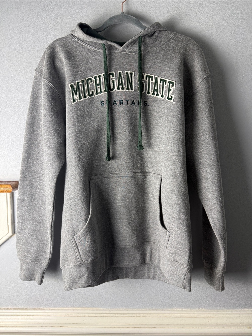 League Gray Michigan State Hoodie with Green Accents
